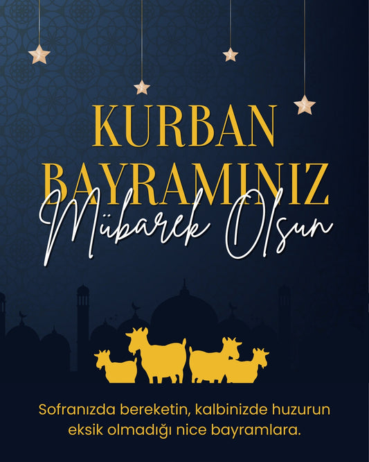 Kurban Bayramınız Mübarek Olsun - Lacivert Yıldızlı Motto Kartı