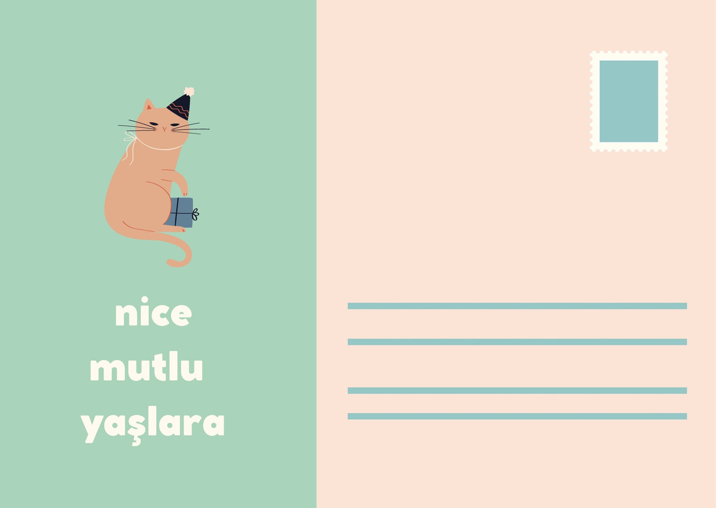Doğum Günü Motto Kart - Kedi Temalı