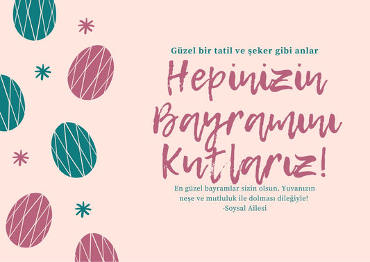 Hepinizin Bayramını Kutlarız - Pembe Bayram Motto Kartı