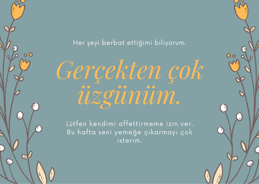 Gerçekten Çok Üzgünüm - Motto Kartı