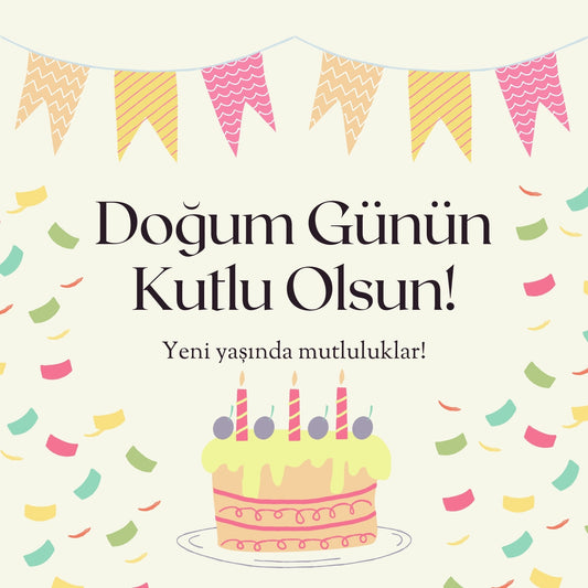 Doğum Günün Kutlu Olsun Motto Kartı - Renkli Tema