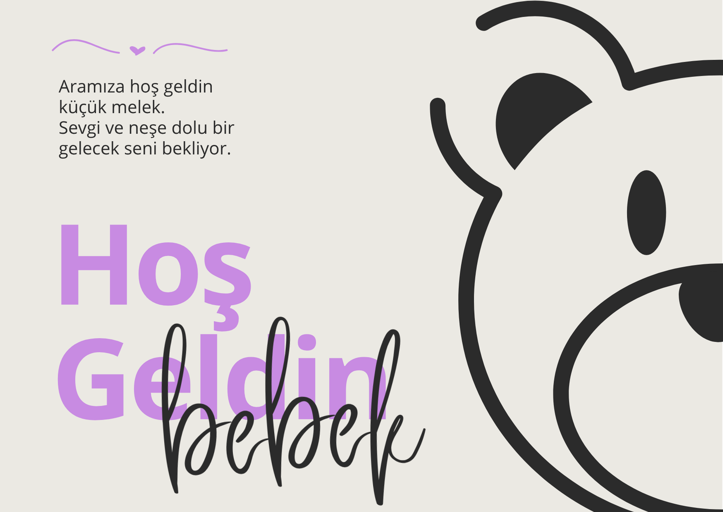 Hoşgeldin Bebek Bear Motto Kartı