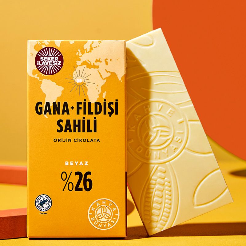 Vegan - Orijin Beyaz Çikolata Gana Fildişi Şeker İlavesiz 100g