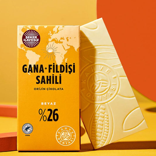 Vegan - Orijin Beyaz Çikolata Gana Fildişi Şeker İlavesiz 100g