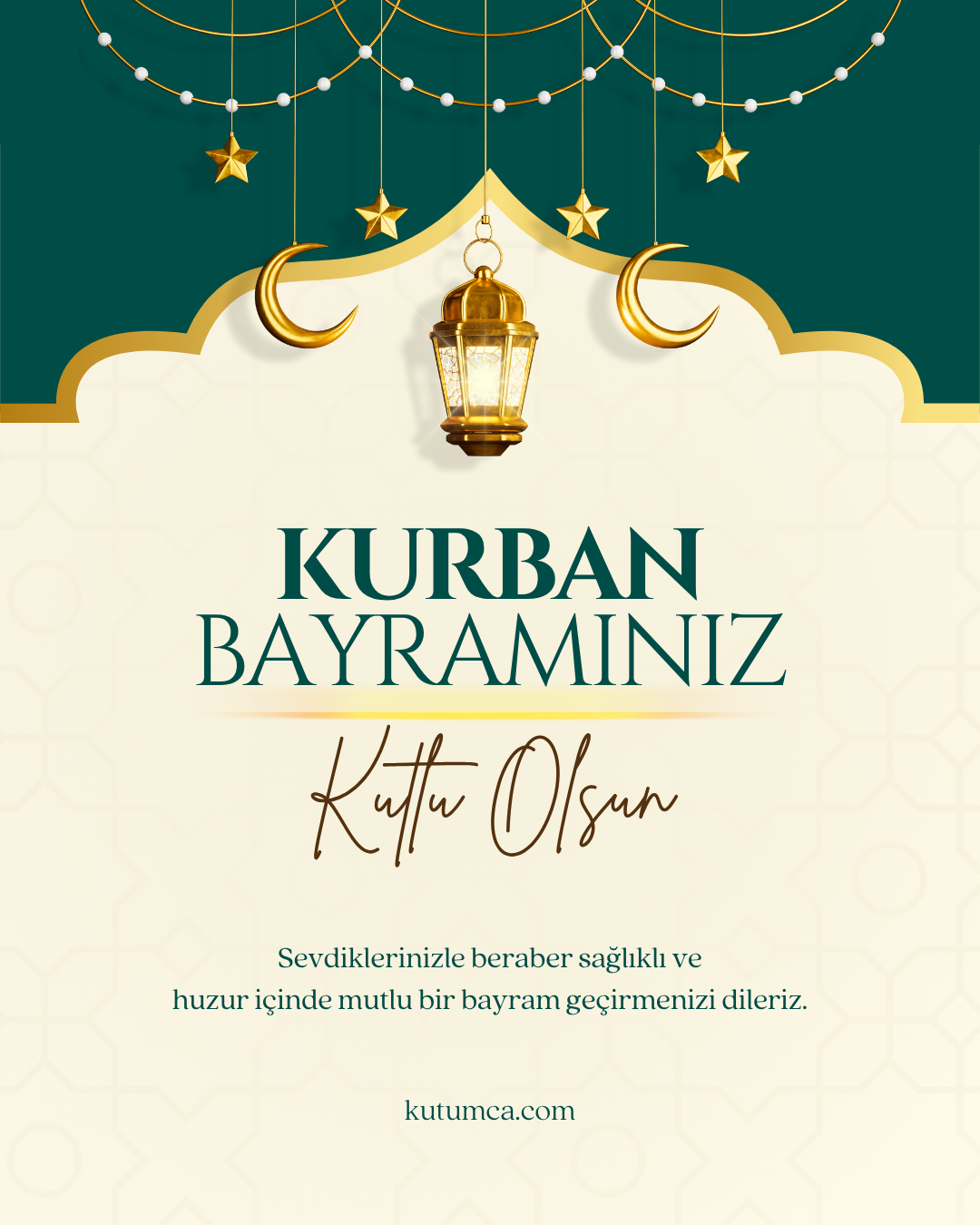 Kurban Bayramınız Kutlu Olsun - Altın Fener Motto Kartı